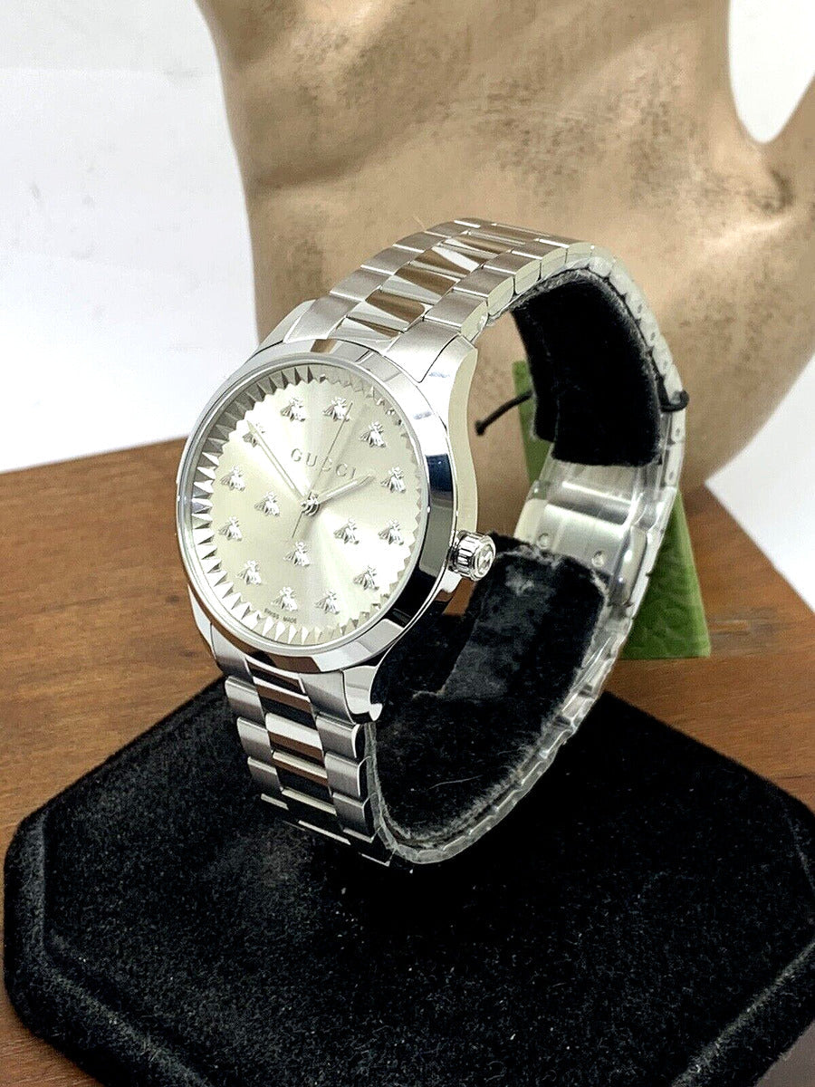  Shop Authentic Gucci G Timeless Quartz Silver Dial Silver Steel Strap Watch for Men - YA1265031 - Luxxuri