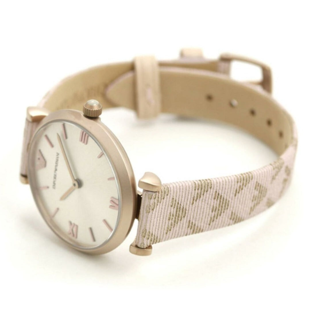  Shop Authentic Emporio Armani Gianni T Bar Analog Silver Dial Beige Leather Strap Watch For Women - AR11127 - Luxxuri