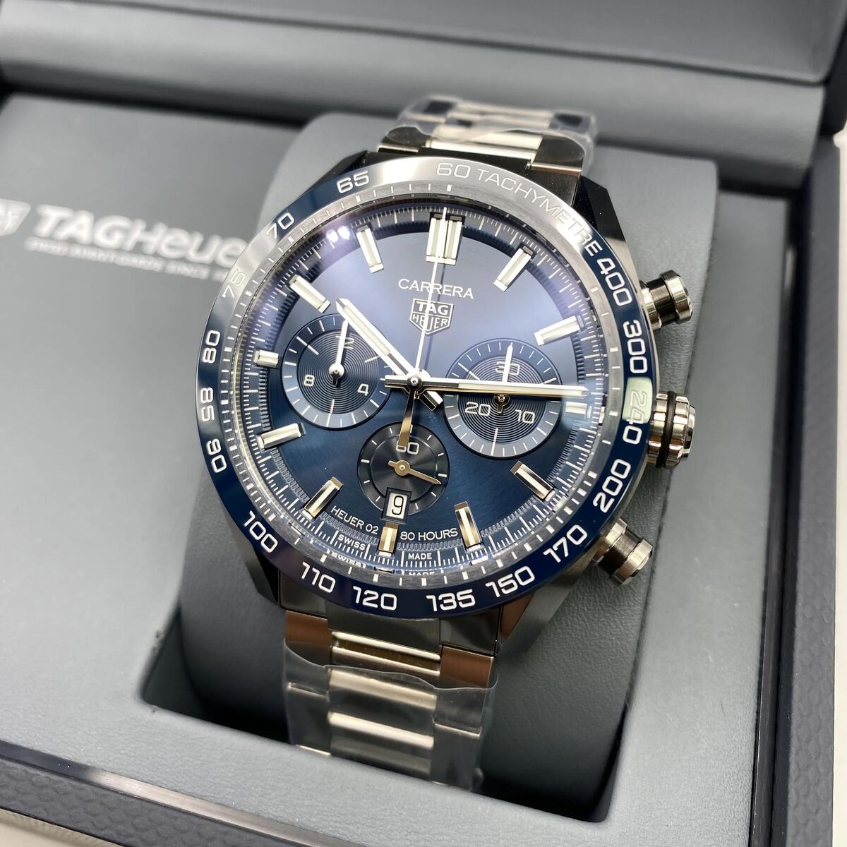 Shop Authentic Tag Heuer Carrera Chronograph Blue Dial Silver Steel Strap Watch for Men - CBN2A1A.BA0643 - Luxxuri