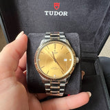  Shop Authentic Tudor Style Automatic Diamonds Gold Dial Two Tone Steel Strap Watch for Men - M12713-0007 - Luxxuri