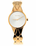  Shop Authentic Calvin Klein Snake Silver Dial Rose Gold Steel Strap Watch For Women - K6E23646 - Luxxuri