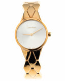  Shop Authentic Calvin Klein Snake Silver Dial Rose Gold Steel Strap Watch For Women - K6E23646 - Luxxuri