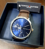  Shop Authentic Tommy Hilfiger Cooper Blue Dial Brown Leather Strap Watch for Men - 1791508 - Luxxuri