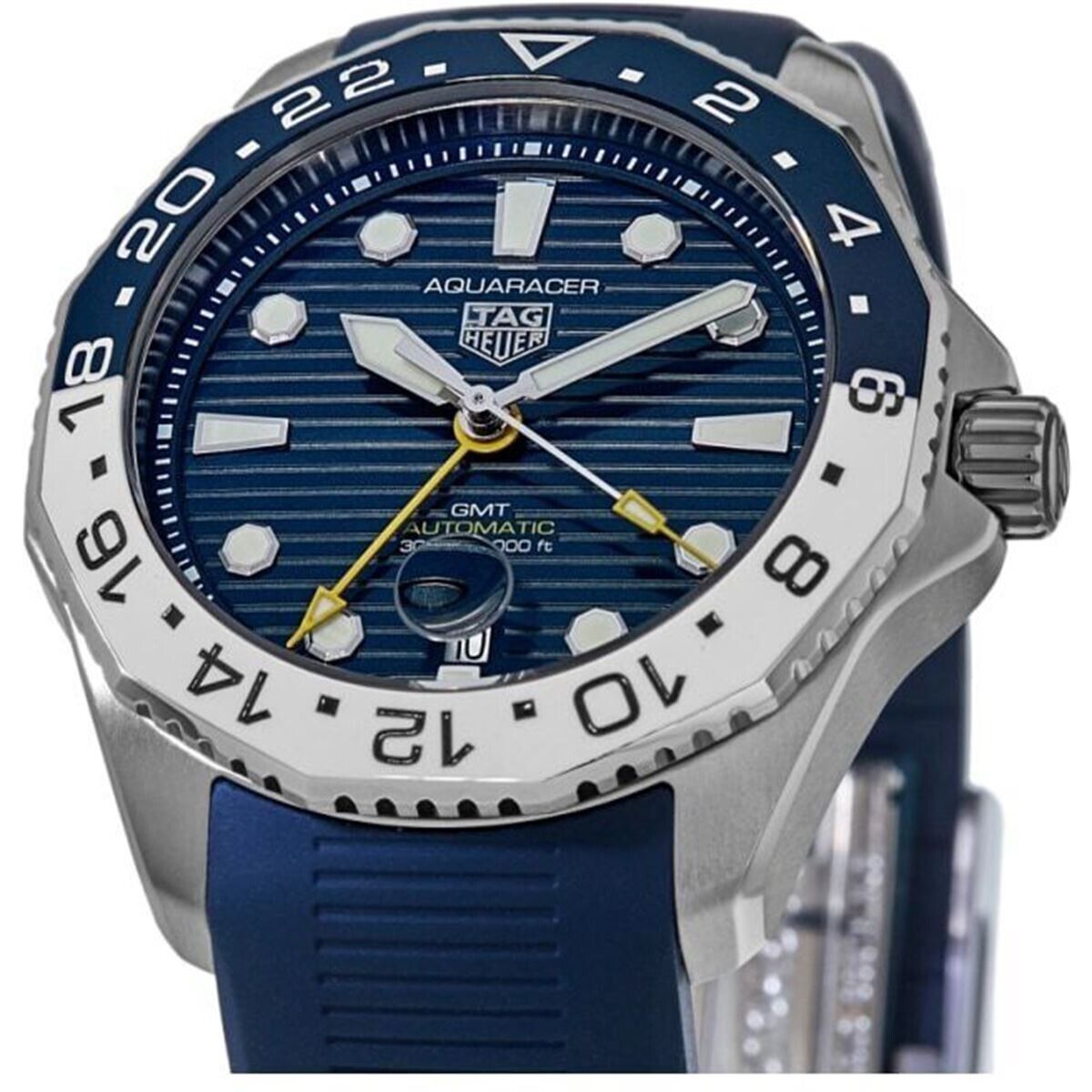  Shop Authentic Tag Heuer Aquaracer Professional 300 GMT Automatic Blue Dial Blue Rubber Strap Watch for Men - WBP2010.FT6198 - Luxxuri