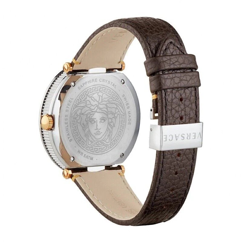  Shop Authentic Versace V Metal Icon Quartz Silver Dial Brown Leather Strap Watch For Men - VQL010015 - Luxxuri