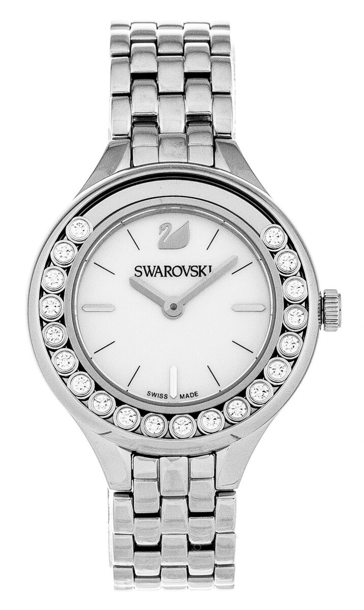  Shop Authentic Swarovski Lovely Crystals Mini White Dial Silver Steel Strap Watch for Women - 5242901 - Luxxuri