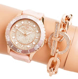  Shop Authentic Michael Kors Runway Three Hand Crystal Pave Dial Pink Rubber Strap Watch For Women - MK6854 - Luxxuri