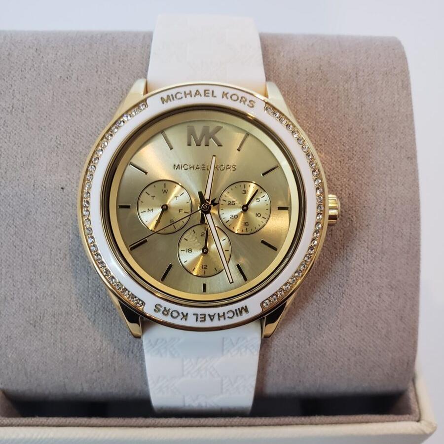  Shop Authentic Michael Kors Jessa Quartz Gold Dial White Silicone Strap Watch For Women - MK7267 - Luxxuri
