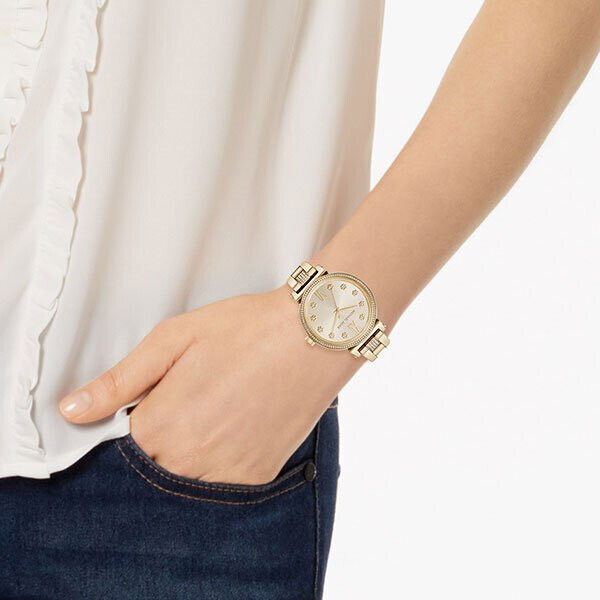 Michael Kors Sofie Quartz Gold Dial Gold Steel Strap Watch For Women - MK3881
