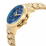  Shop Authentic Michael Kors Runway Chronograph Blue Dial Gold Steel Strap Watch For Women - MK7353 - Luxxuri