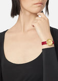 Shop Authentic Versace Virtus Mini Quartz Gold Dial Red Leather Strap Watch For Women - VET300521 - Luxxuri