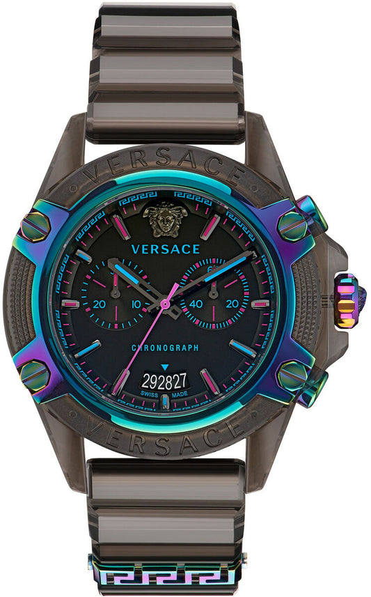  Shop Authentic Versace Icon Active Chronograph Quartz Black Dial Black Steel Strap Watch For Men - VEZ701022 - Luxxuri