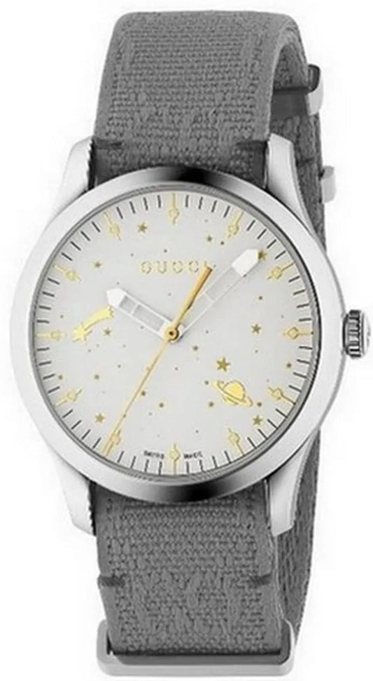  Shop Authentic Gucci G Timeless Quartz White Dial Grey NATO Strap Watch For Women - YA1264184 - Luxxuri