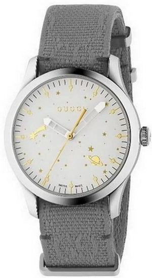  Shop Authentic Gucci G Timeless Quartz White Dial Grey NATO Strap Watch For Women - YA1264184 - Luxxuri