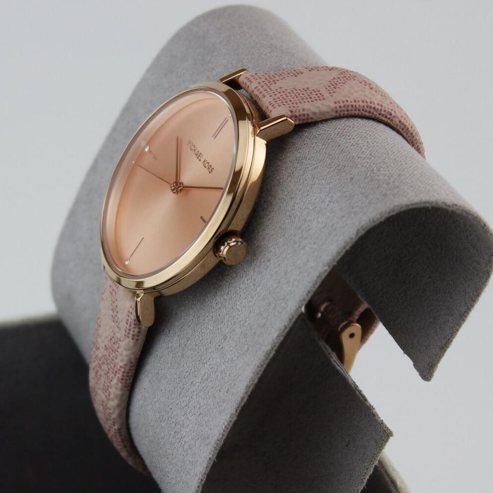  Shop Authentic Michael Kors Jayne Three Hand Rose Gold Dial Pink Leather Strap Watch For Women - MK7130 - Luxxuri