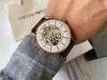  Shop Authentic Emporio Armani Meccanico Automatic White Dial Brown Leather Strap Watch For Men - AR60027 - Luxxuri