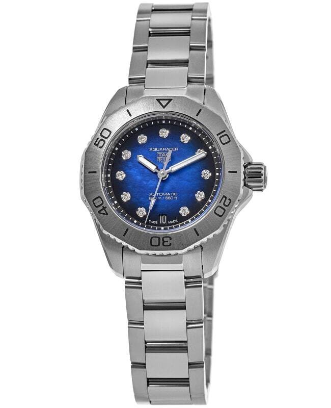 Shop Authentic Tag Heuer Aquaracer Professional 200 Automatic Diamond Blue Dial Silver Steel Strap Watch for Women - WBP2411.BA0622 - Luxxuri