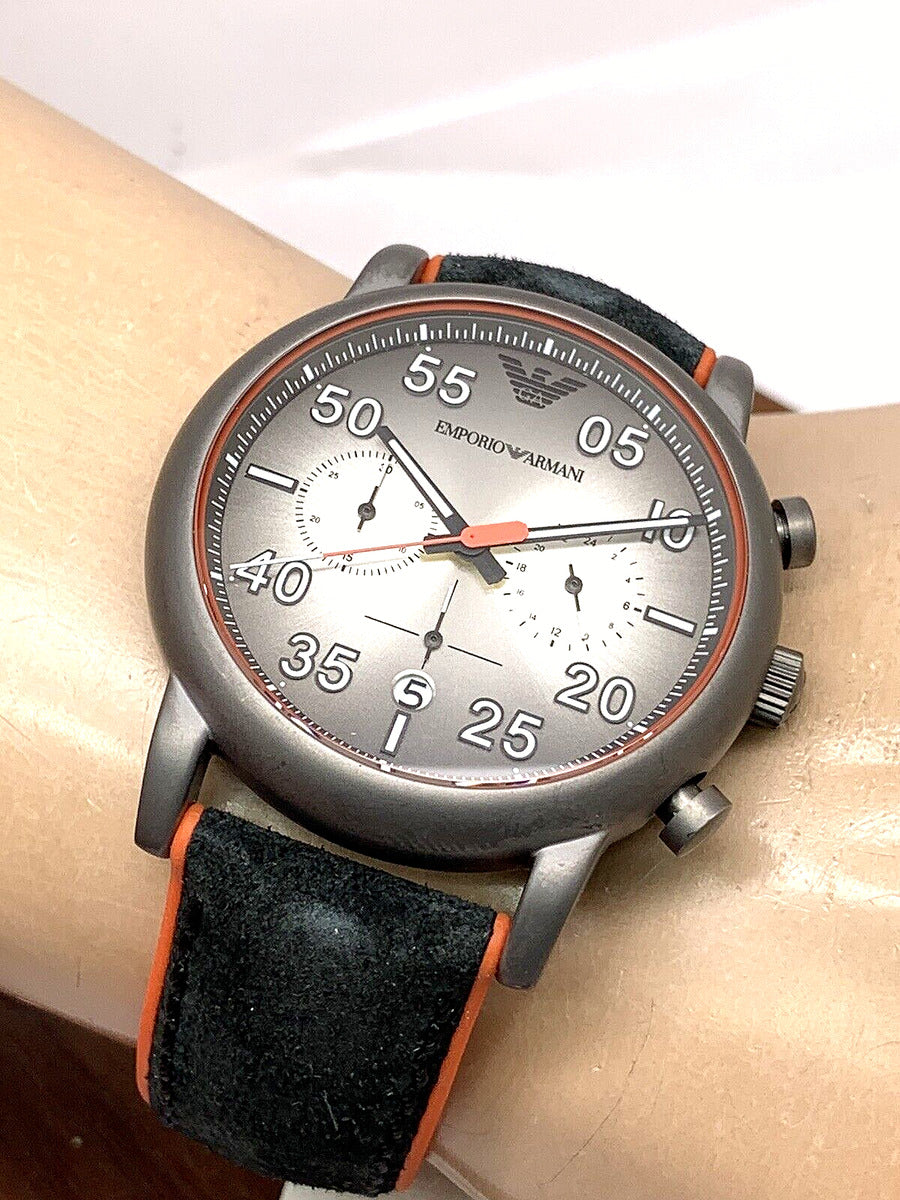  Shop Authentic Emporio Armani Chronograph Quartz Grey Dial Black Leather Strap Watch For Men - AR11174 - Luxxuri