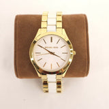  Shop Authentic Michael Kors Slim Runway Quartz White Dial Two Tone Steel Strap Watch For Women - MK4295 - Luxxuri