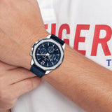  Shop Authentic Tommy Hilfiger Lars Chronograph Blue Dial Blue Leather Strap Watch For Men - 1792063 - Luxxuri