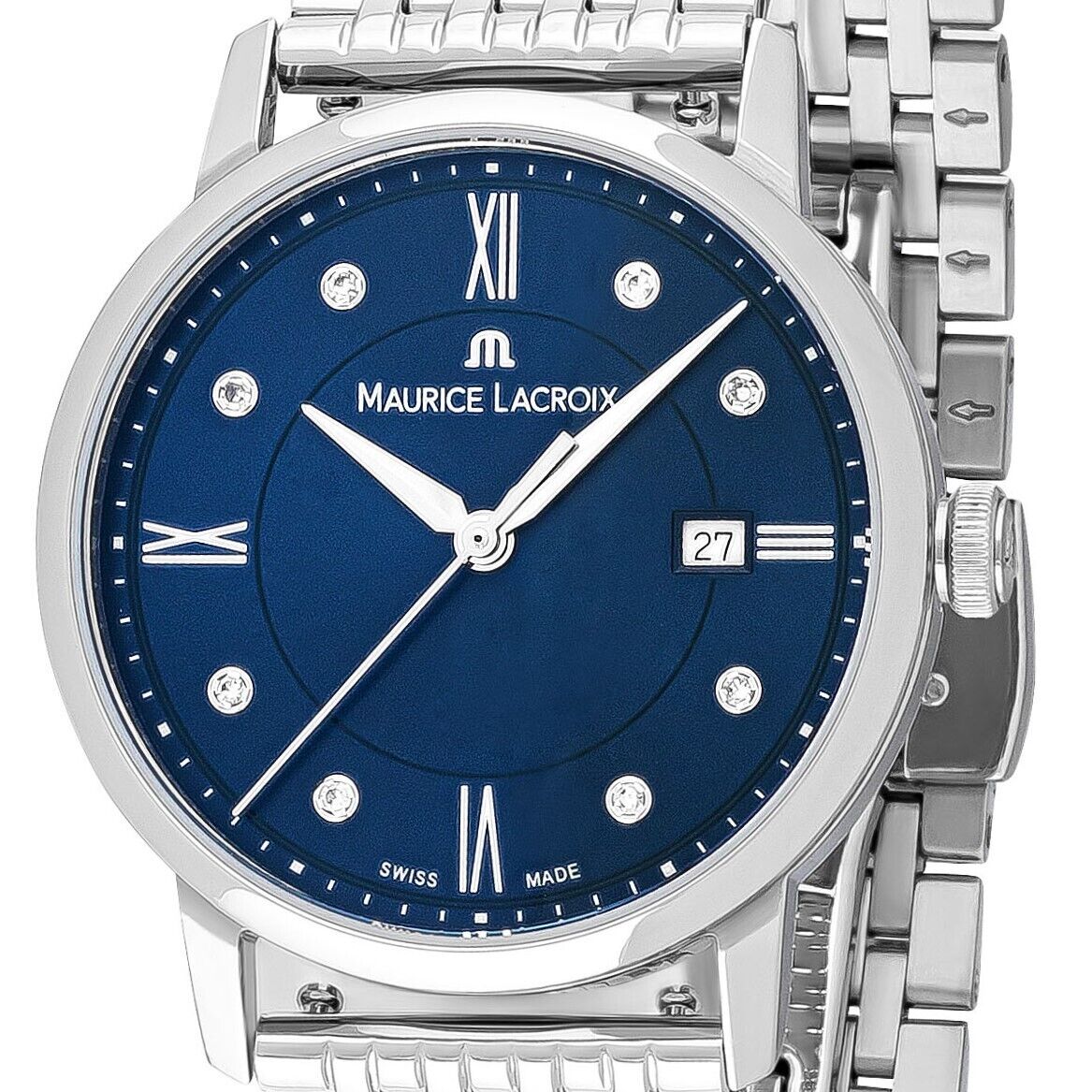  Shop Authentic Maurice Lacroix Eliros Diamonds Blue Dial Silver Steel Strap Watch For Women - EL1094-SS002-450-1 - Luxxuri