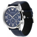  Shop Authentic Emporio Armani Giovanni T Bar Chronograph Quartz Blue Dial Blue Leather Strap Watch For Men - AR11226 - Luxxuri
