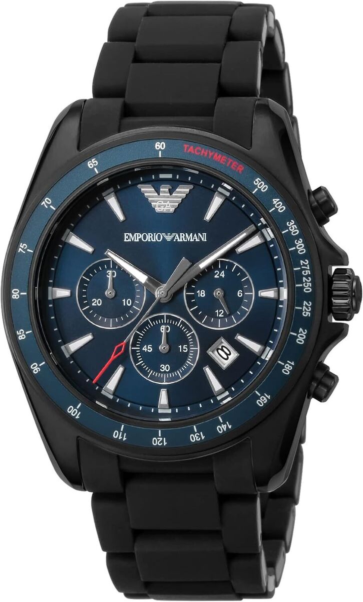  Shop Authentic Emporio Armani Sigma Chronograph Blue Dial Black Silicone Strap Watch For Men - AR6121 - Luxxuri