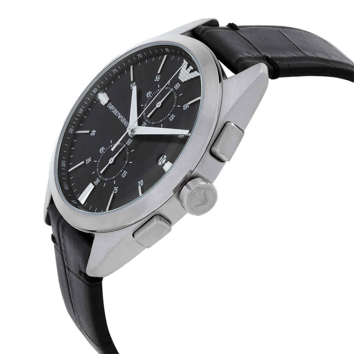  Shop Authentic Emporio Armani Claudio Chronograph Black Dial Black Leather Strap Watch For Men - AR11542 - Luxxuri