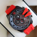  Shop Authentic Diesel Mega Chief Chronograph Black Dial Red Silicone Strap Watch For Men - DZ4427 - Luxxuri