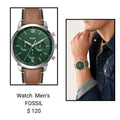 Shop Authentic Fossil Neutra Chronograph Green Dial Brown Leather Strap Watch for Men - FS5735 - Luxxuri