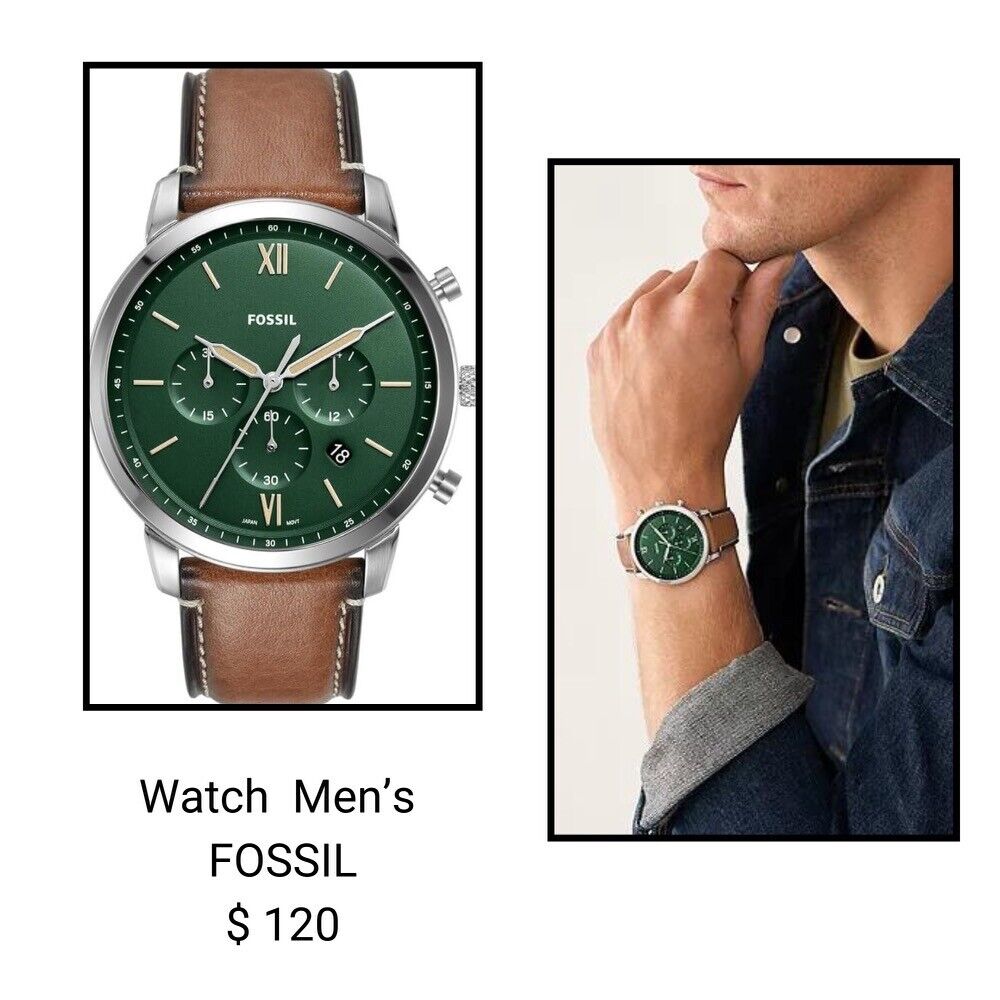  Shop Authentic Fossil Neutra Chronograph Green Dial Brown Leather Strap Watch for Men - FS5735 - Luxxuri