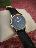  Shop Authentic Gucci G Timeless Quartz Black Dial Black Leather Strap Watch For Women - YA1264034A - Luxxuri
