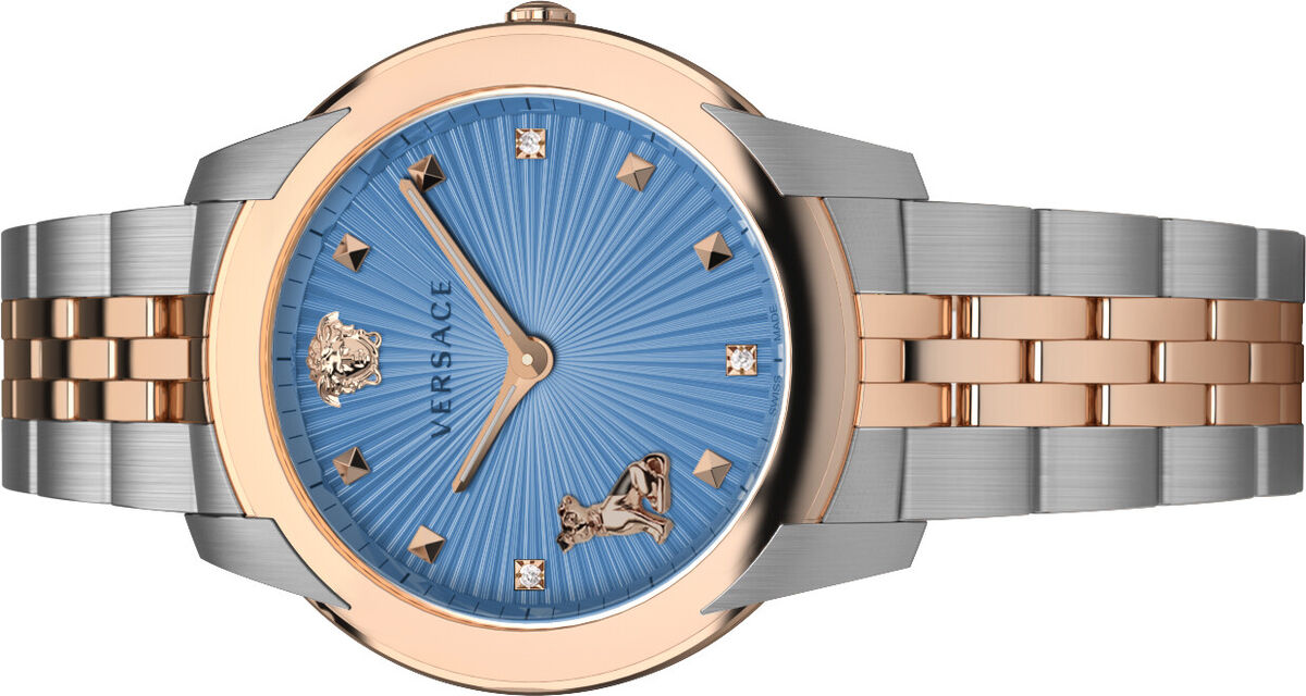  Shop Authentic Versace Audrey Quartz Blue Dial Two Tone Steel Strap Watch for Women - VELR00619 - Luxxuri