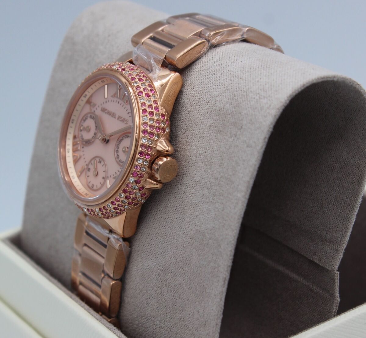  Shop Authentic Michael Kors Mini Camille Multifunction Rose Gold Dial Rose Gold Steel Strap Watch For Women - MK7273 - Luxxuri