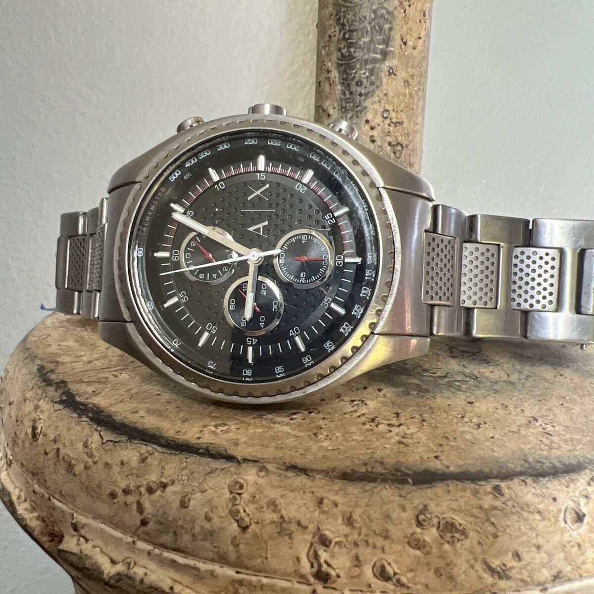  Shop Authentic Armani Exchange The Driver Chronograph Black Dial Silver Steel Strap Watch For Men - AX1612 - Luxxuri