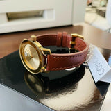  Shop Authentic Movado Bold Gold Dial Brown Leather Strap Watch for Women - 3600437 - Luxxuri
