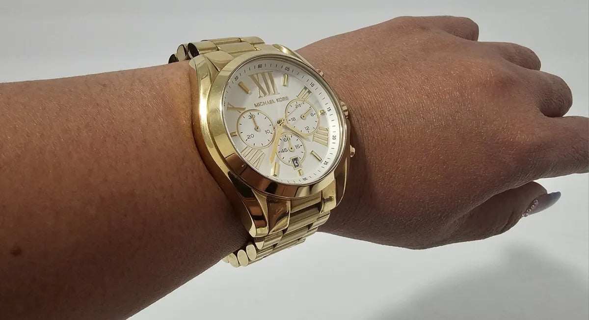  Shop Authentic Michael Kors Bradshaw Chronograph White Dial Gold Steel Strap Watch For Women - MK6266 - Luxxuri