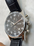  Shop Authentic Hugo Boss Aeroliner Chronograph Quartz Black Dial Black Leather Strap Watch For Men - HB1512448 - Luxxuri