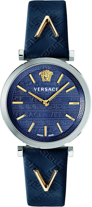  Shop Authentic Versace V-Twist Quartz Blue Dial Blue Leather Strap Watch for Women - VELS00119 - Luxxuri