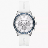  Shop Authentic Michael Kors Berkley Chronograph Silver Dial White Rubber Strap Watch For Women  - MKO1040 - Luxxuri