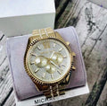  Shop Authentic Michael Kors Lexington Chronograph Gold Dial Gold Steel Strap Watch For Men - MK8579 - Luxxuri