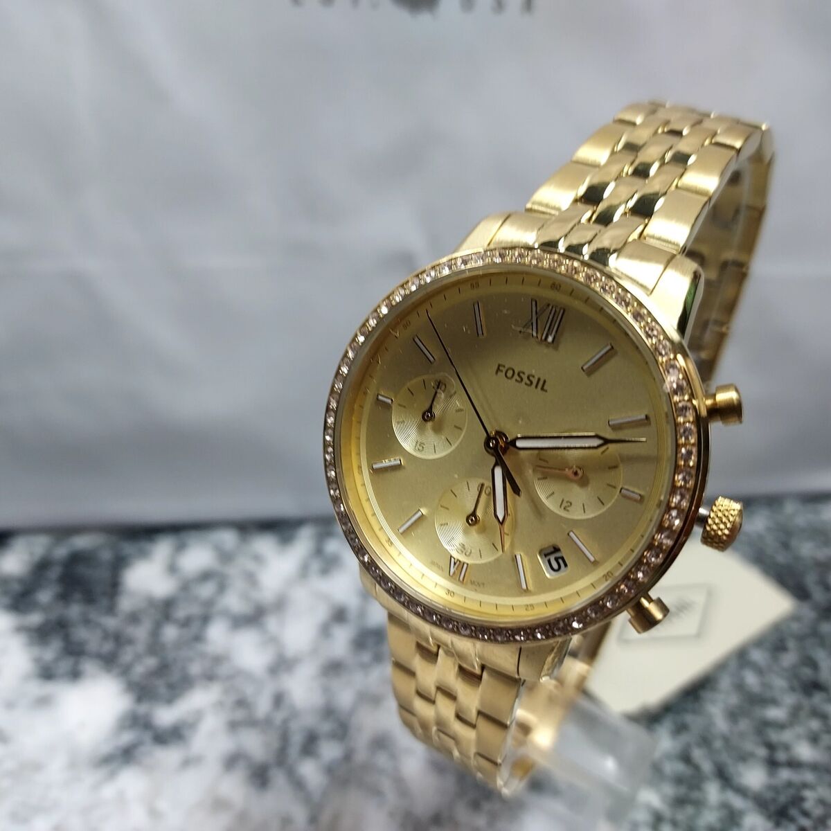  Shop Authentic Fossil Neutra Chronograph Gold Dial Gold Steel Strap Watch for Women - ES5219 - Luxxuri