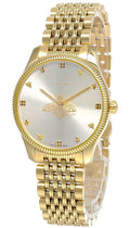  Shop Authentic Gucci G Timeless Quartz Silver Dial Gold Steel Strap Watch For Women - YA1264155 - Luxxuri