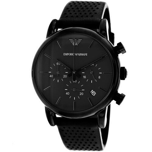  Shop Authentic Emporio Armani Luigi Analog Blue Dial Black Leather Strap Watch For Men - AR11351 - Luxxuri