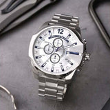  Shop Authentic Diesel Mega Chief Chronograph Silver Dial Silver Steel Strap Watch For Men - DZ4477 - Luxxuri