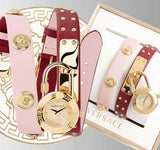  Shop Authentic Versace Medusa Lock Icon Gold Dial Red Leather Strap Watch for Women - VEDW00319 - Luxxuri
