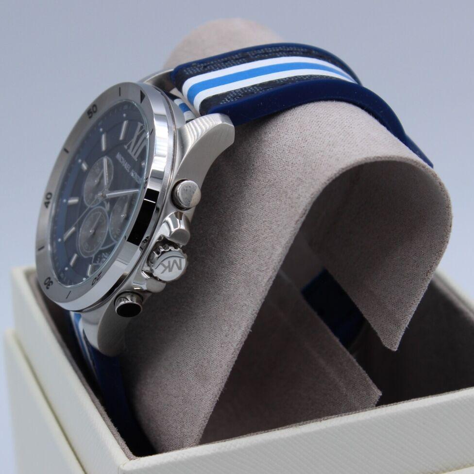  Shop Authentic Michael Kors Brecken Chronograph Blue Dial Two Tone PVC Strap Watch For Men - MK8950 - Luxxuri