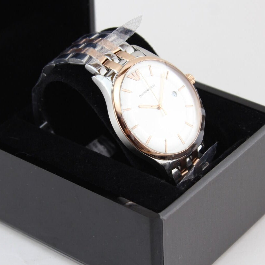  Shop Authentic Emporio Armani Lambda Analog Silver Dial Two Tone Steel Strap Watch For Men - AR11044 - Luxxuri