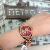  Shop Authentic Michael Kors Janelle Quartz Maroon Dial Rose Gold Steel Strap Watch For Women - MK7382 - Luxxuri