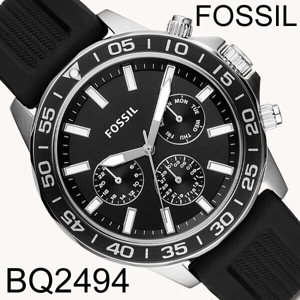  Shop Authentic Fossil Bannon Multifunction Black Dial Black Silicone Strap Watch for Men - BQ2494 - Luxxuri